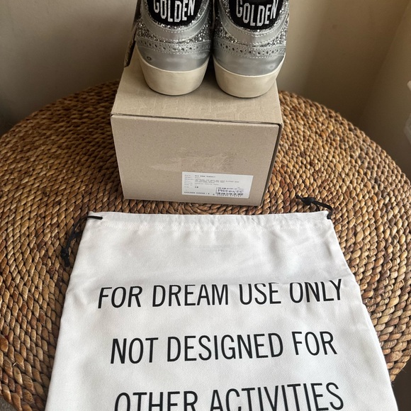 *NWT* Golden Goose Silver Glitter High-Top Sneakers with Cream Star - Picture 4 of 4